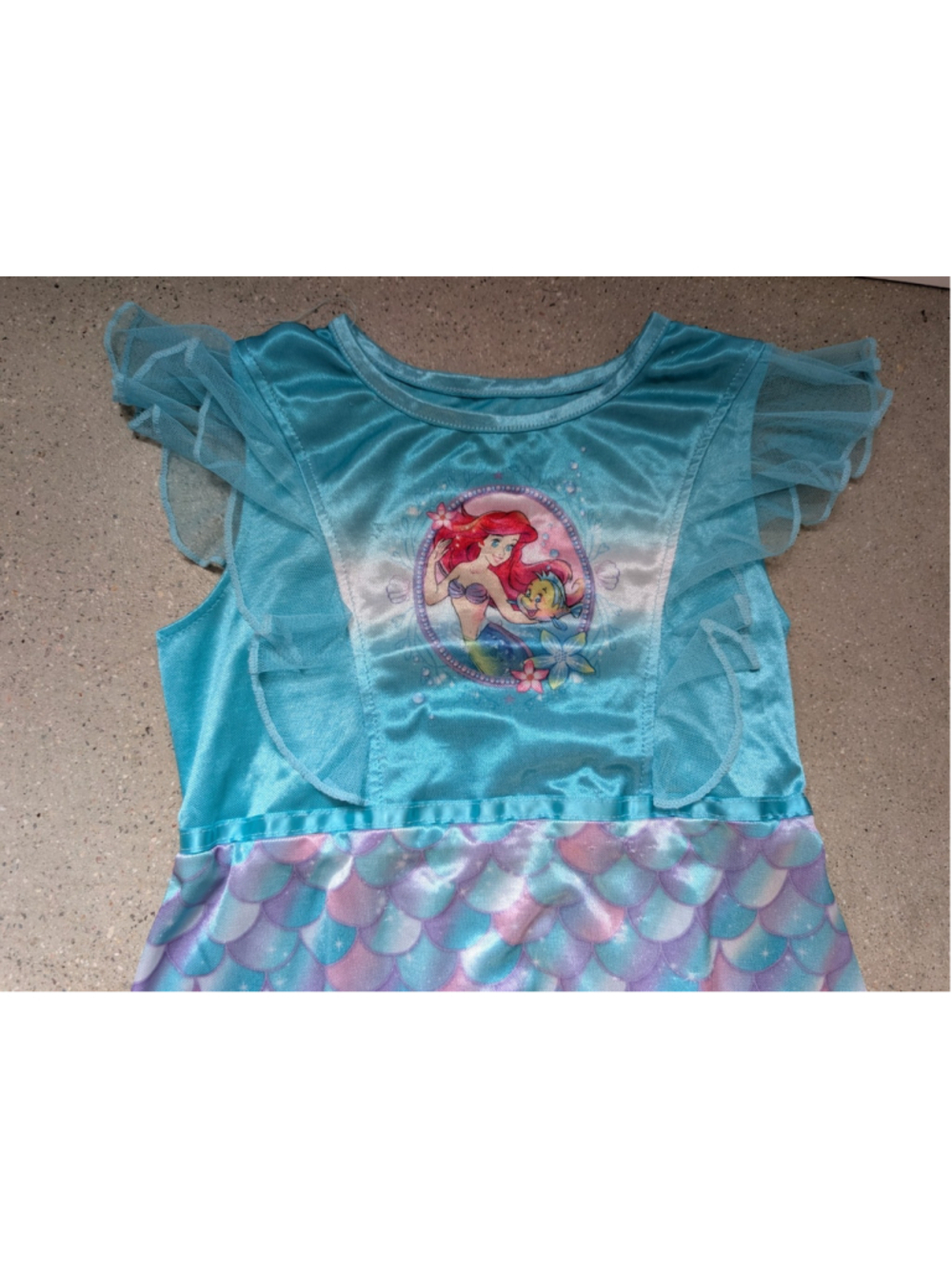 Disney The Little Mermaid Ariel Nightgown Girls Size 8 Blue Scale Print Gown